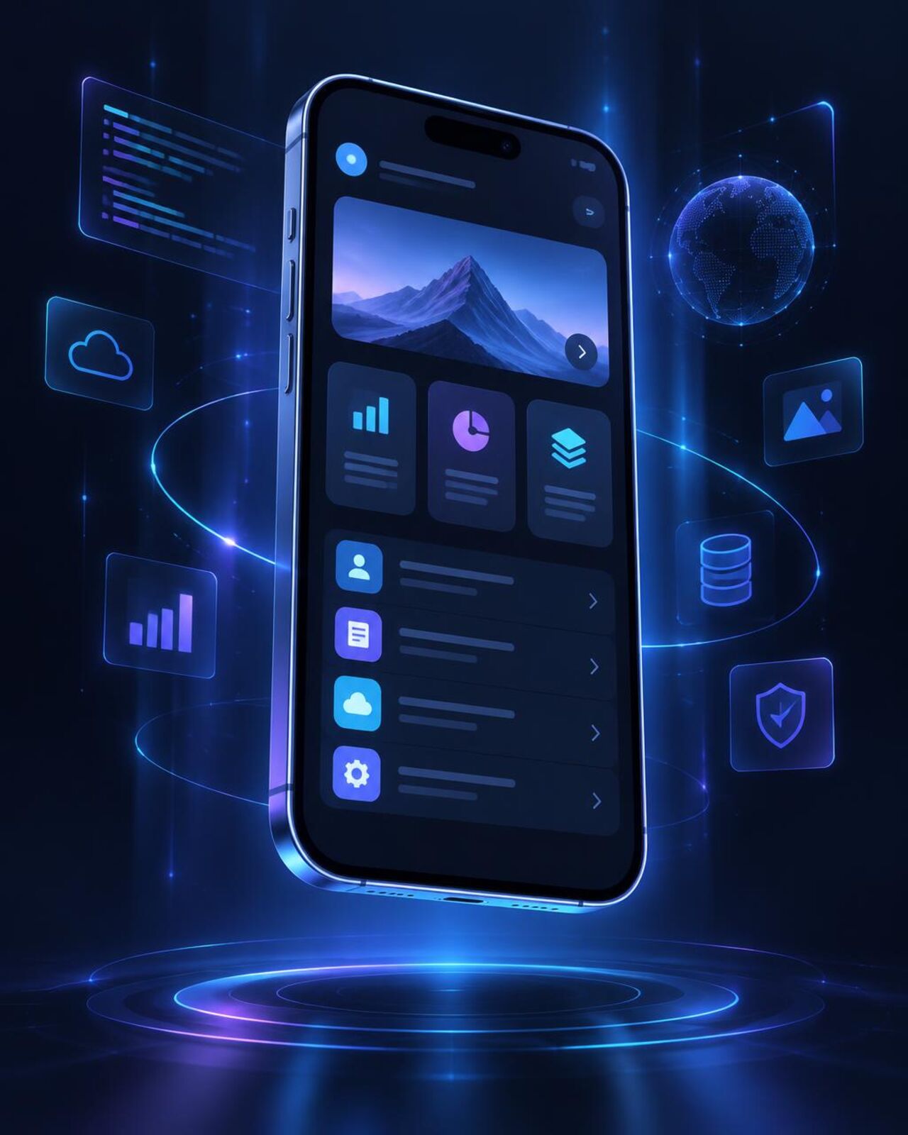 Smartphone com interface de aplicativo profissional